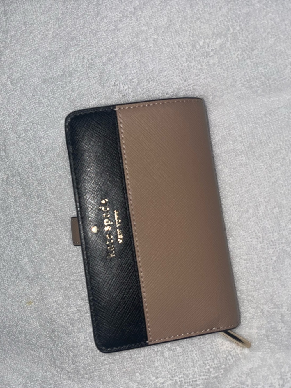 kate spade Black and Taupe Colorblock Leather Wallet